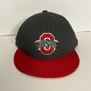 OHIO STATE BUCKEYES  NEW ERA 59FIFTY TEAM PATCH GRAY/RED FITTED 7 1/8 HAT